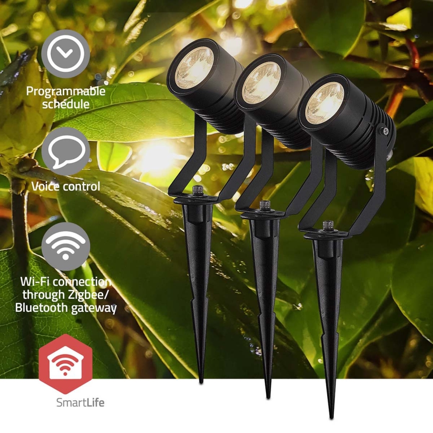 SADA 3x LED RGBW Stmívatelná venkovní lampa SmartLife LED/3W/230V IP65 Wi-Fi Tuya černá
