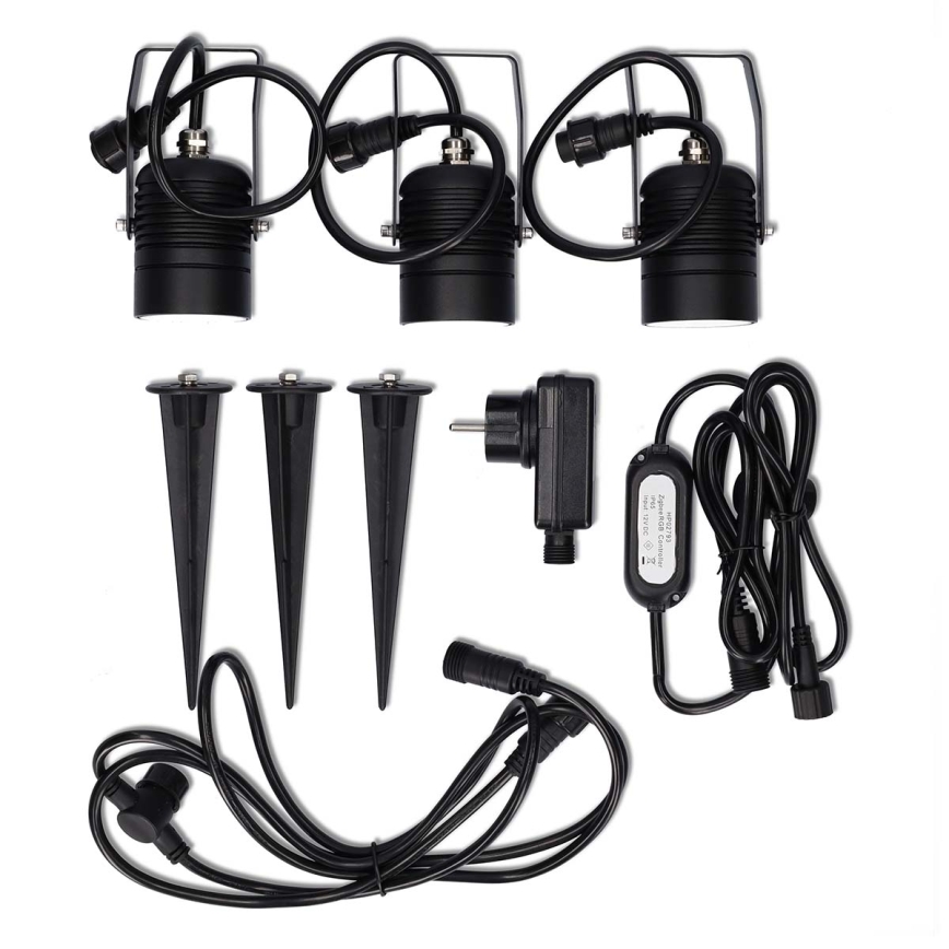 SADA 3x LED RGBW Stmívatelná venkovní lampa SmartLife LED/3W/230V IP65 Wi-Fi Tuya černá