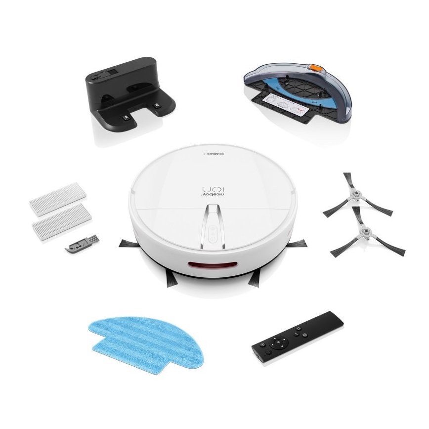 Niceboy ION Charles i4 - Chytrý robotický vysavač 2v1 4400 mAh Wi-Fi bílá + dálkové ovládání