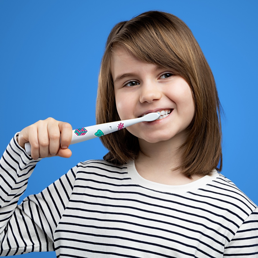 Niceboy ION Sonic Kids - Dětský sonický zubní kartáček 500 mAh IPX7 bílá