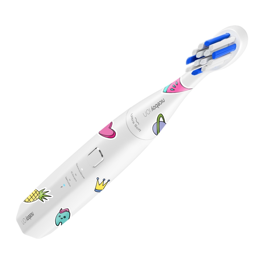 Niceboy ION Sonic Kids - Dětský sonický zubní kartáček 500 mAh IPX7 bílá