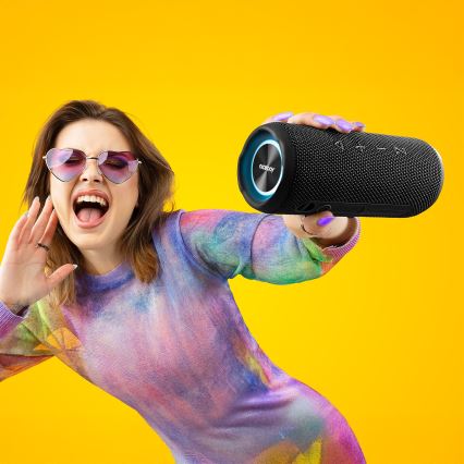 Niceboy Nexus - LED Bezdrátový reproduktor s mikrofonem 26W/4000 mAh IPX6 černá