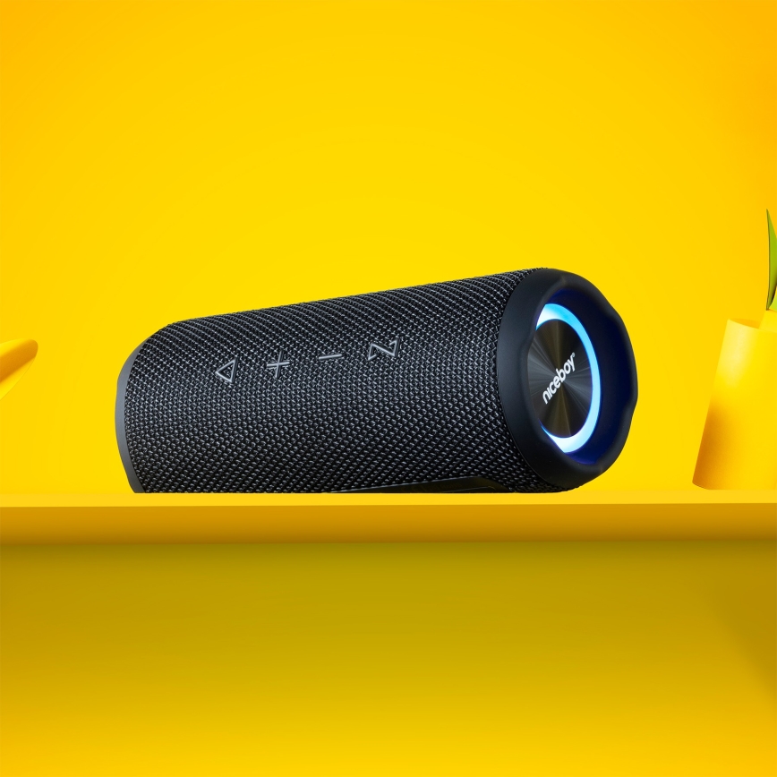 Niceboy Nexus - LED Bezdrátový reproduktor s mikrofonem 26W/4000 mAh IPX6 černá