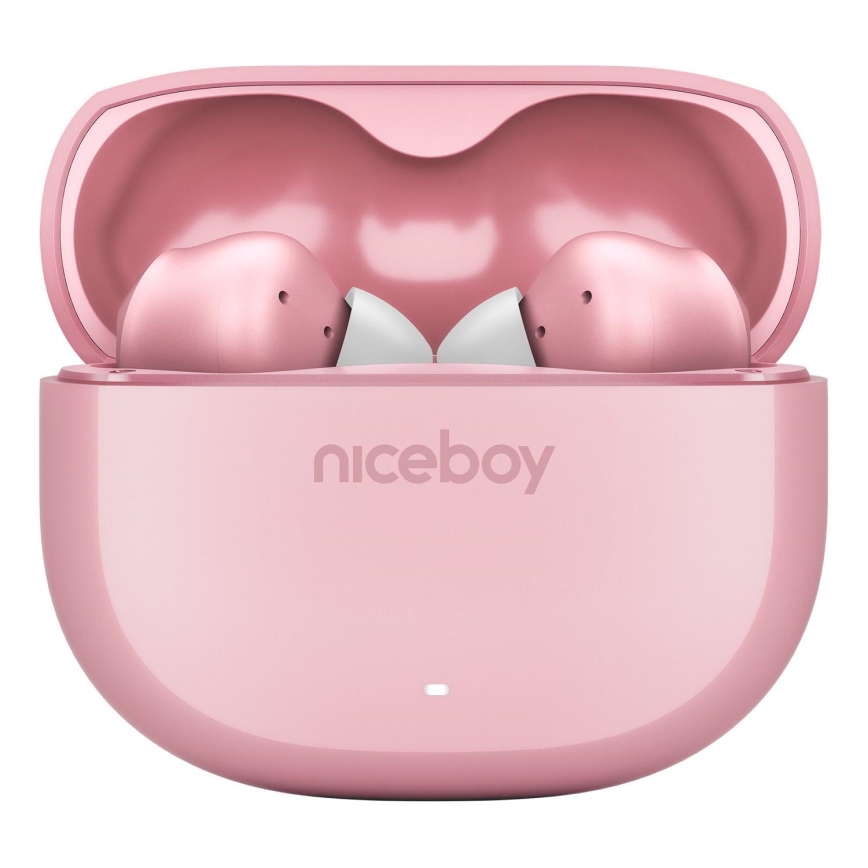 Niceboy Pins 4 - Bezdrátová sluchátka s ANC 400 mAh + 2x 50 mAh IPX4 růžová