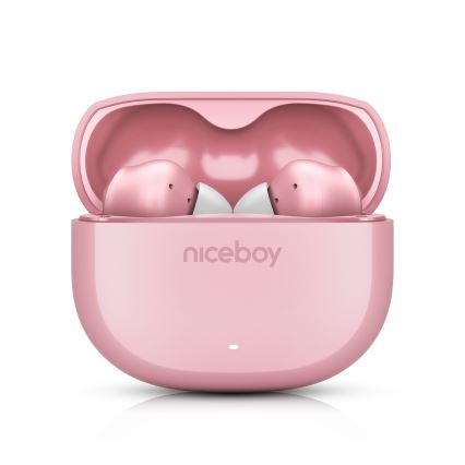 Niceboy Pins 4 - Bezdrátová sluchátka s ANC 400 mAh + 2x 50 mAh IPX4 růžová