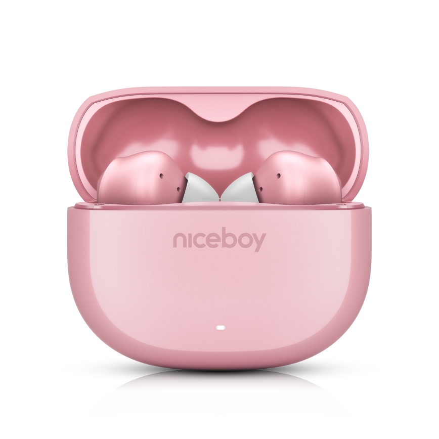 Niceboy Pins 4 - Bezdrátová sluchátka s ANC 400 mAh + 2x 50 mAh IPX4 růžová