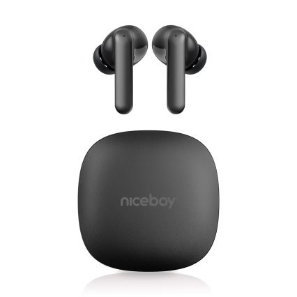 Niceboy Pins 4 PRO - Bezdrátová sluchátka s ANC 380 mAh + 2x 35 mAh IP54 černá