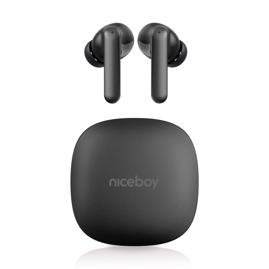 Niceboy Pins 4 PRO - Bezdrátová sluchátka s ANC 380 mAh + 2x 35 mAh IP54 černá