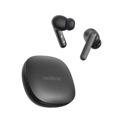 Niceboy Pins 4 PRO - Bezdrátová sluchátka s ANC 380 mAh + 2x 35 mAh IP54 černá