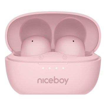Niceboy Podsie 4 POP - Bezdrátová sluchátka 400 mAh + 2x 40 mAh IPX4 růžová