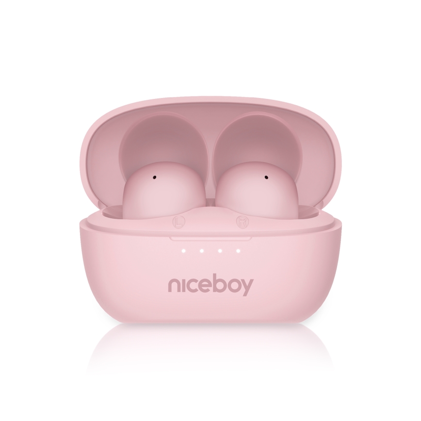Niceboy Podsie 4 POP - Bezdrátová sluchátka 400 mAh + 2x 40 mAh IPX4 růžová