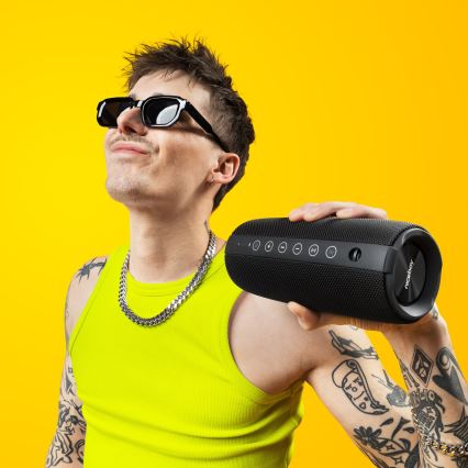 Niceboy Titan 4 - LED Bezdrátový reproduktor s mikrofonem a funkcí powerbanky 50W/4000 mAh IPX7 černá