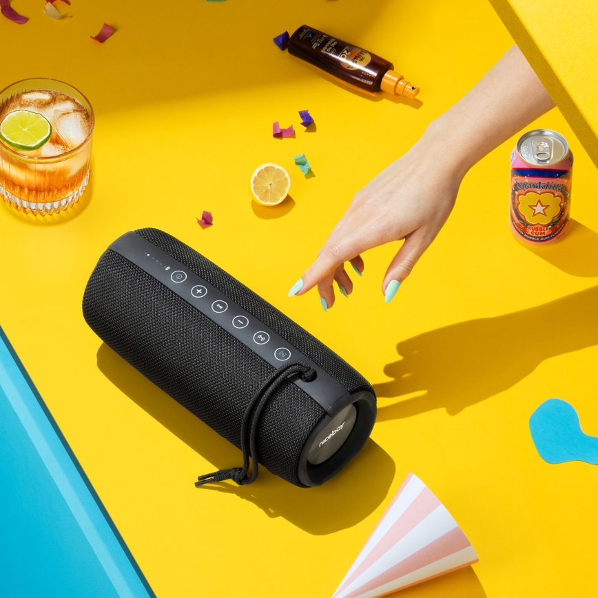 Niceboy Titan 4 - LED Bezdrátový reproduktor s mikrofonem a funkcí powerbanky 50W/4000 mAh IPX7 černá