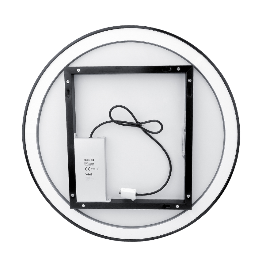 NIMCO ZPC 28000RVX-90 - LED Stmívatelné koupelnové podsvícené zrcadlo LED/26W/230V 3000-6500K pr. 60 cm matná černá IP44