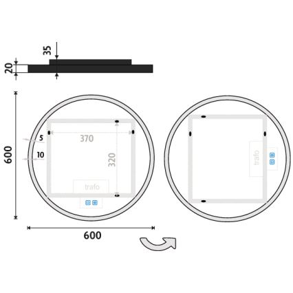 NIMCO ZPC 28000RVX-90 - LED Stmívatelné koupelnové podsvícené zrcadlo LED/26W/230V 3000-6500K pr. 60 cm matná černá IP44
