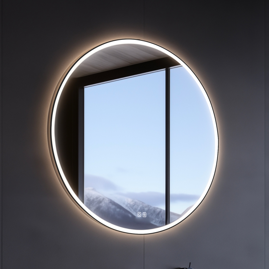 NIMCO ZPC 28000RVX-90 - LED Stmívatelné koupelnové podsvícené zrcadlo LED/26W/230V 3000-6500K pr. 60 cm matná černá IP44