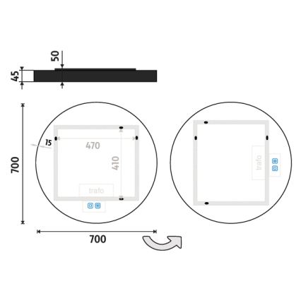 NIMCO ZPC 31001RVX-90 - LED Stmívatelné koupelnové podsvícené zrcadlo LED/22W/230V 3000-6500K pr. 70 cm matná černá IP44