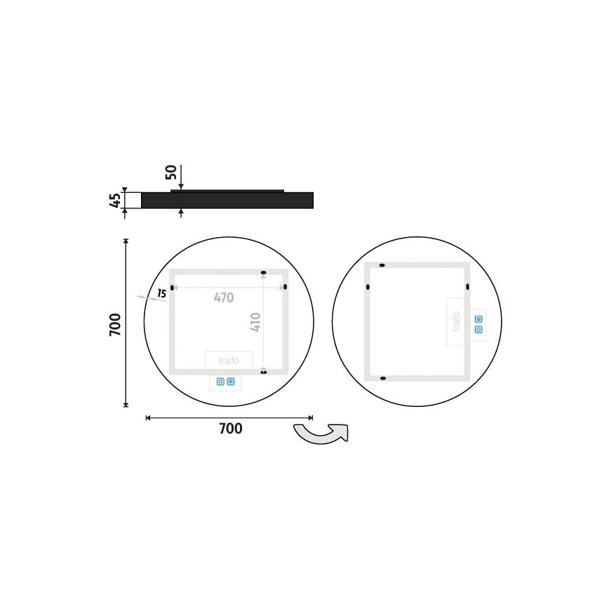 NIMCO ZPC 31001RVX-90 - LED Stmívatelné koupelnové podsvícené zrcadlo LED/22W/230V 3000-6500K pr. 70 cm matná černá IP44