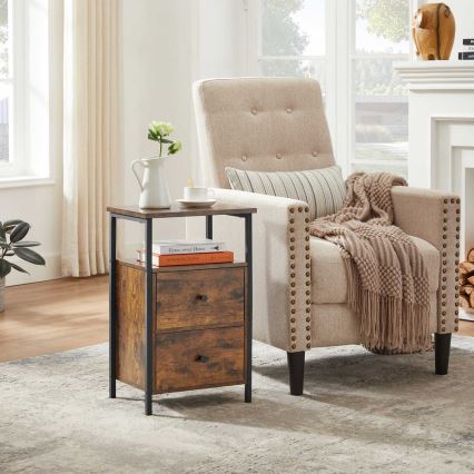 Noční stolek ARIN 38x28 cm hnědá/černá