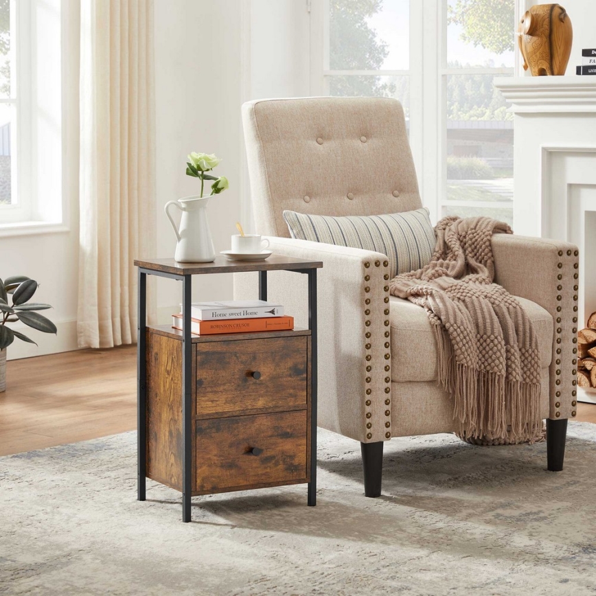 Noční stolek ARIN 38x28 cm hnědá/černá