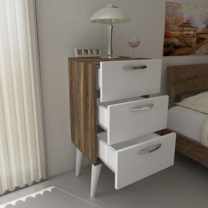 Noční stolek BELLINI 40x37 cm hnědá/bílá
