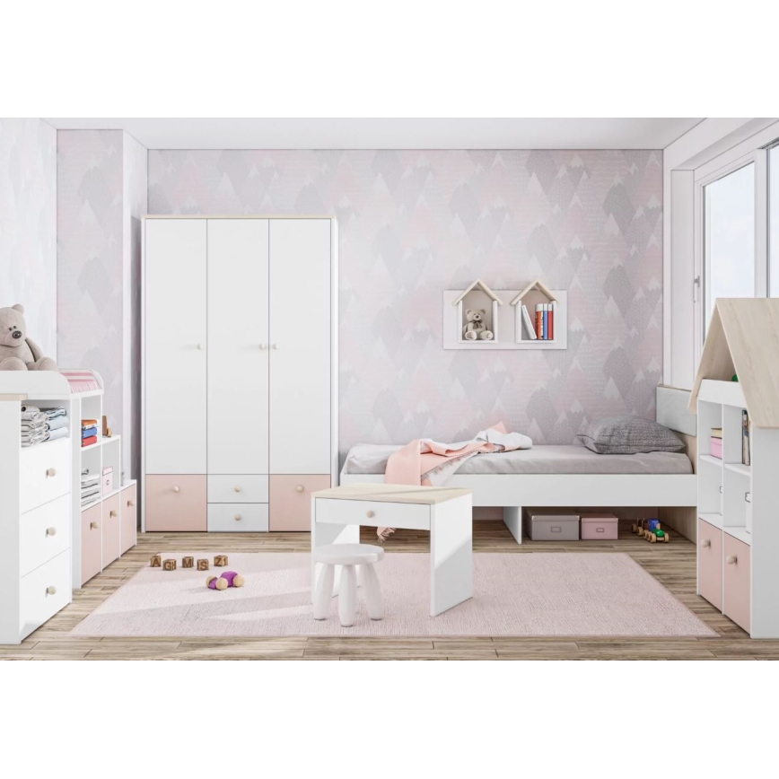 Noční stolek BUBO 69x51 cm bílá/světlý buk