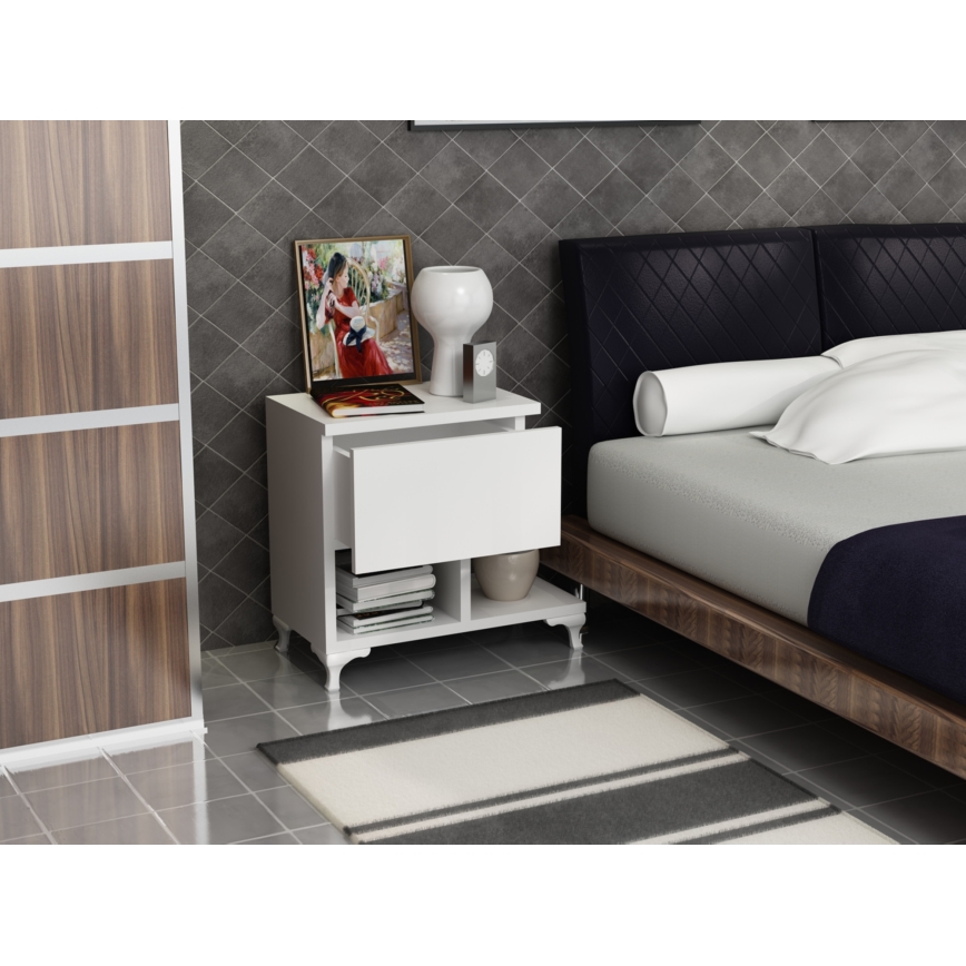 Noční stolek CAST 47x33 cm bílá