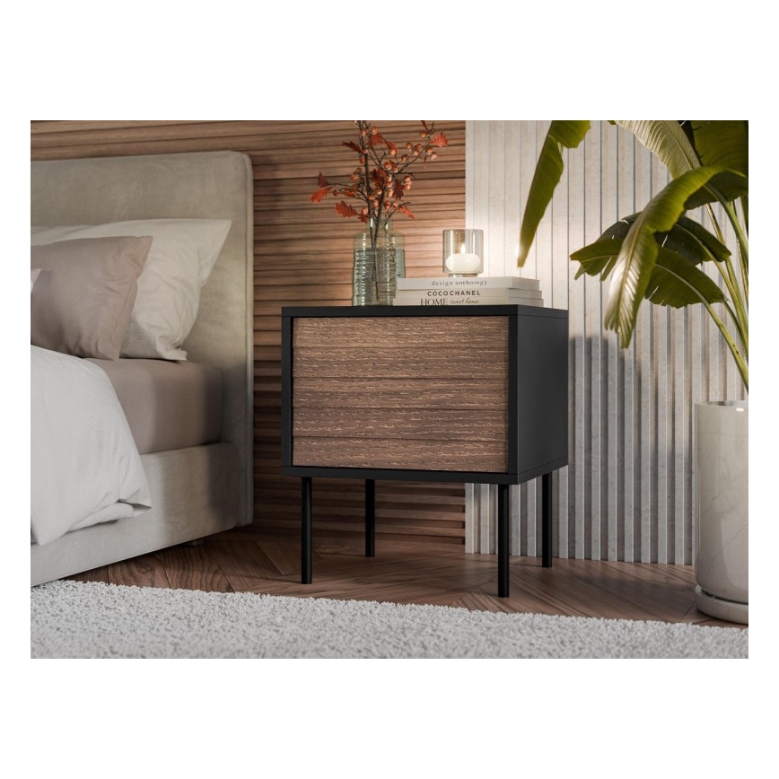 Noční stolek CORTINA 45x40 cm černá/ořech warnia