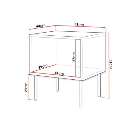 Noční stolek CORTINA 45x40 cm černá/ořech warnia