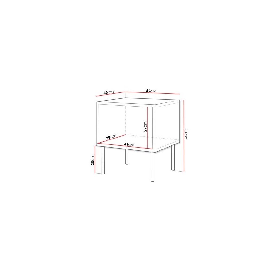 Noční stolek CORTINA 45x40 cm černá/ořech warnia