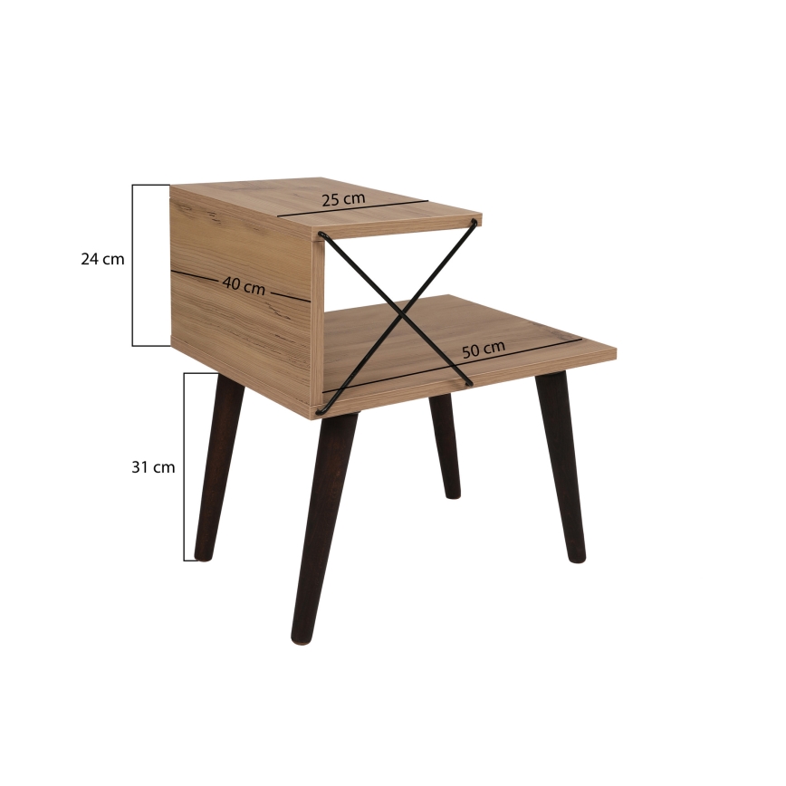 Noční stolek CROSS 50x40 cm hnědá