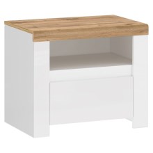 Noční stolek DAMINO 50,5x50 cm bílá/dub wotan