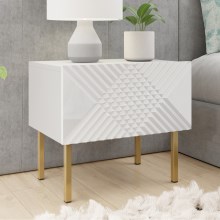 Noční stolek EXITO 46x50 cm bílá/zlatá