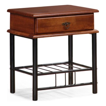 Noční stolek FIONA 48x37 cm hnědá/černá