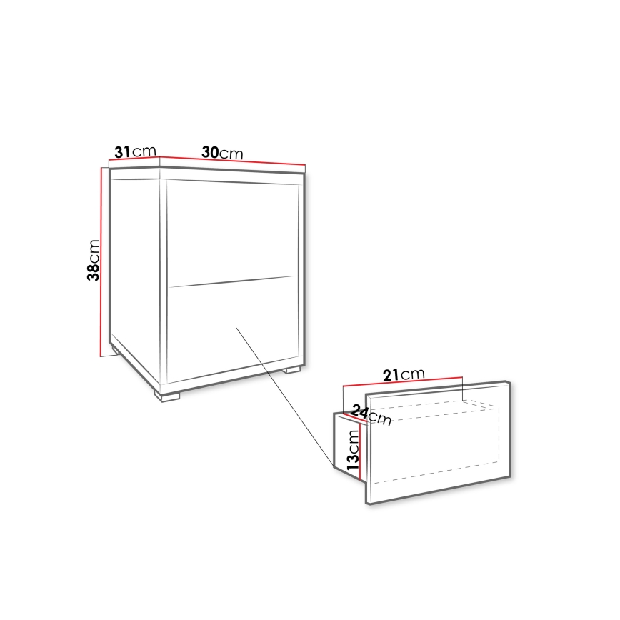 Noční stolek GESITA 38x30 cm kašmír