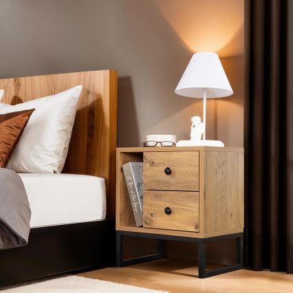 Noční stolek GLIMMER 45x30 cm borovice atlantic/černá