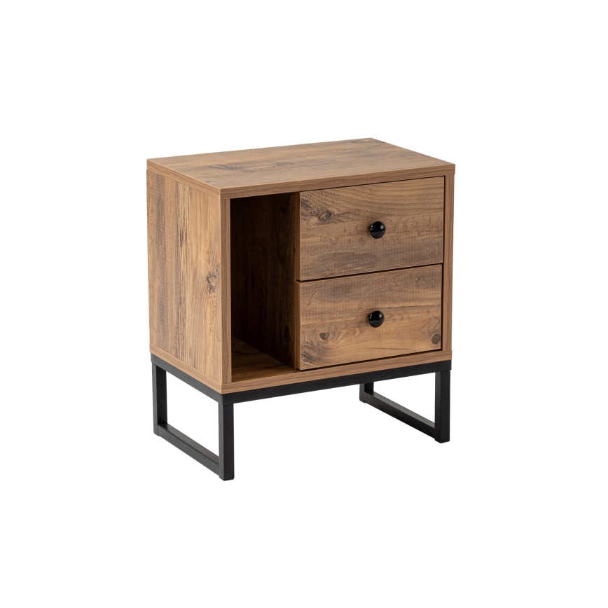 Noční stolek GLIMMER 45x30 cm borovice atlantic/černá