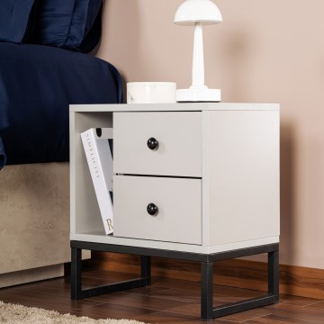 Noční stolek GLIMMER 45x30 cm šedá/černá