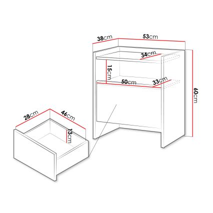 Noční stolek JAPANDI 60x53 cm dub cremona
