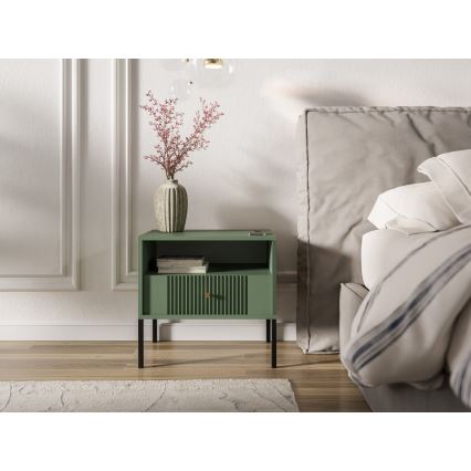 Noční stolek LUE 54x39 cm zelená/černá