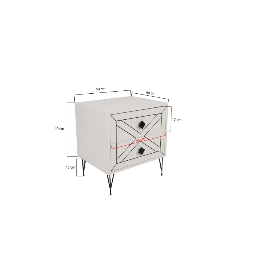 Noční stolek LUNA 50x40 cm bílá