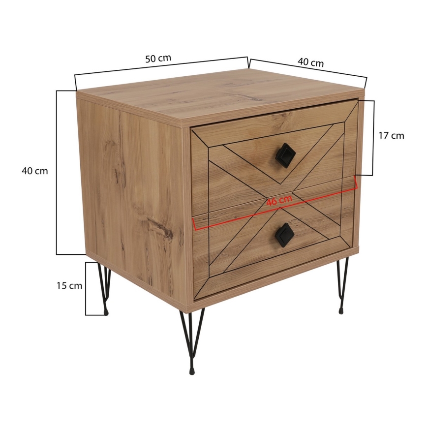 Noční stolek LUNA 50x40 cm hnědá/černá