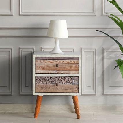 Noční stolek MALMO 40x35 cm bílá/hnědá