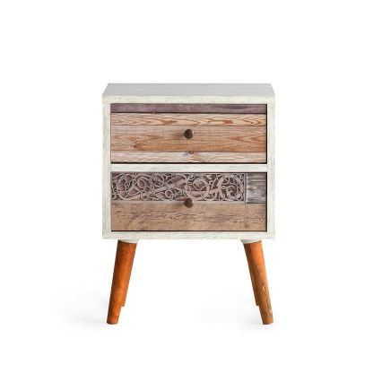 Noční stolek MALMO 40x35 cm bílá/hnědá