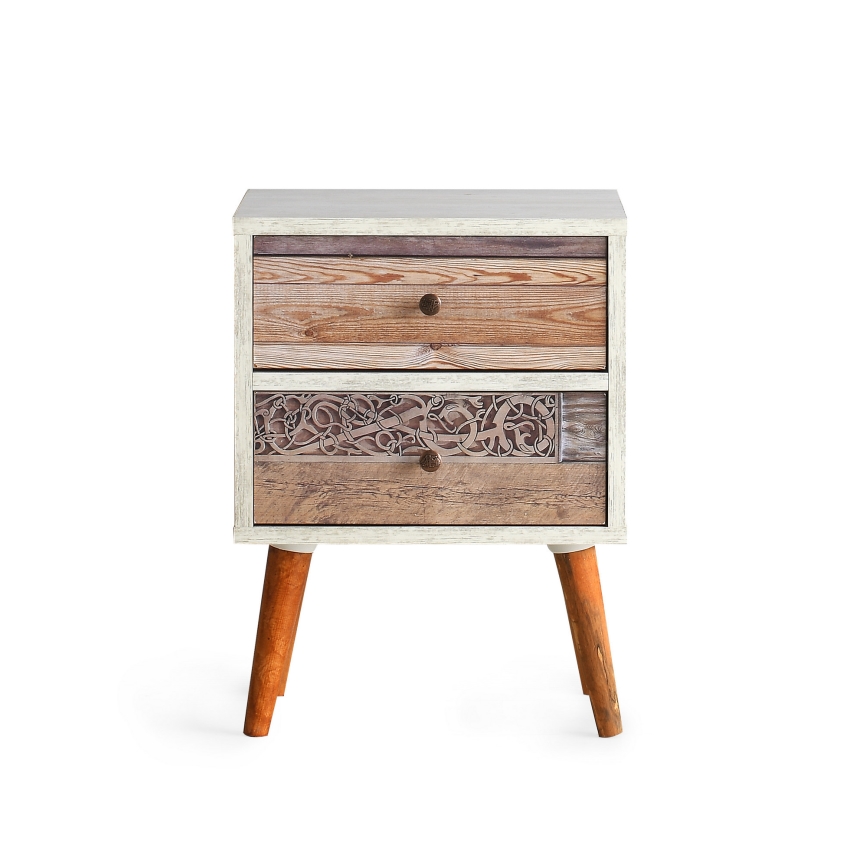 Noční stolek MALMO 40x35 cm bílá/hnědá