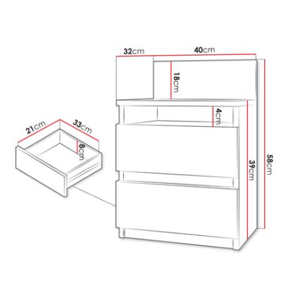 Noční stolek MALWA 40x32 cm bílá