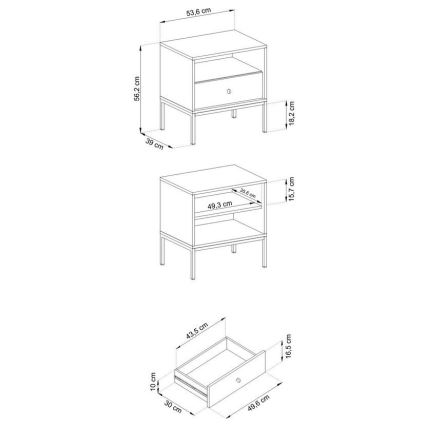 Noční stolek MONO 56x54 cm modrá