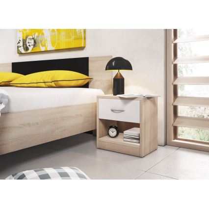 Noční stolek NED 38x28 cm dub sonoma/bílá