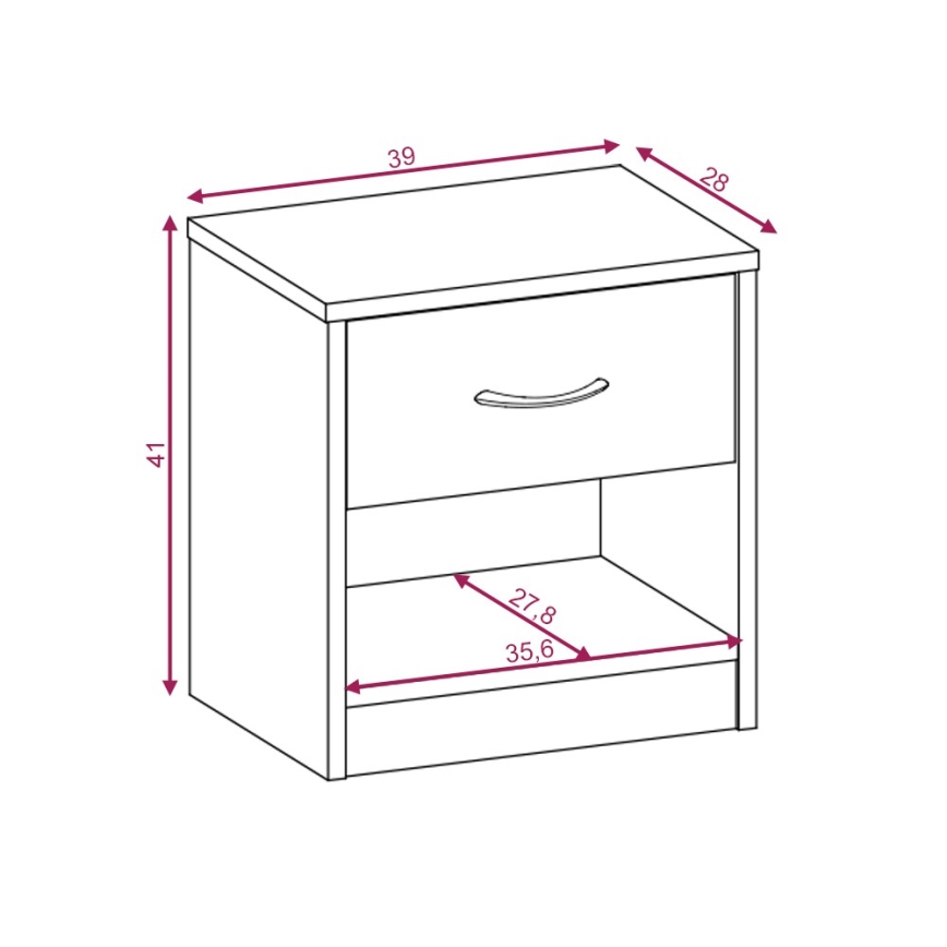 Noční stolek NED 38x28 cm dub sonoma/bílá