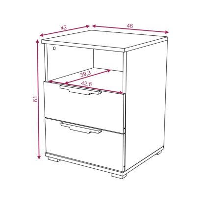 Noční stolek NED 46x42 cm dub sonoma